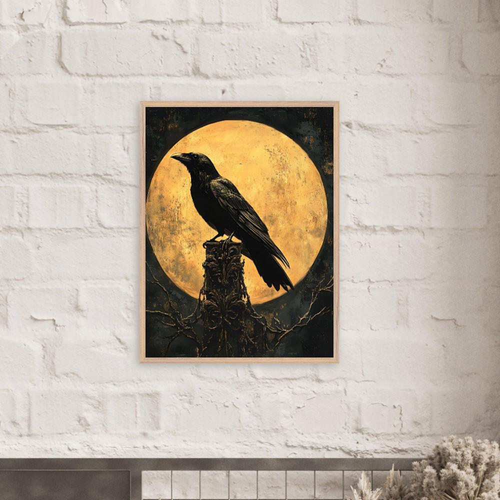 Raven Moon Wall Art, Gothic Bird Print, Dark Academia Decor - Image 2