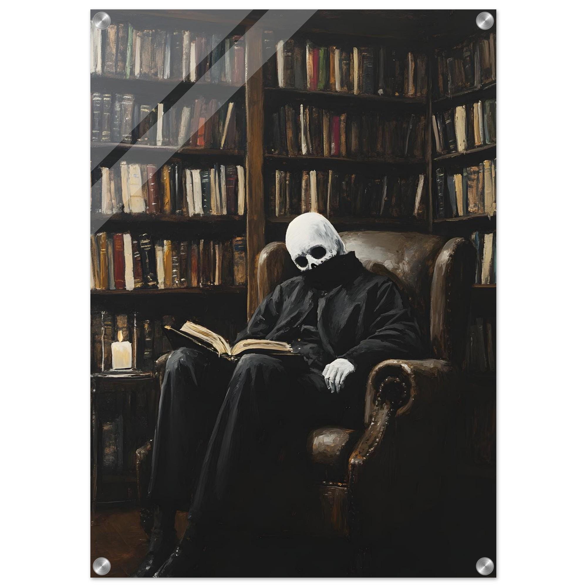 Dark Academia Wall Art, Reading Skeleton Print, Gothic Library Decor - Image 10
