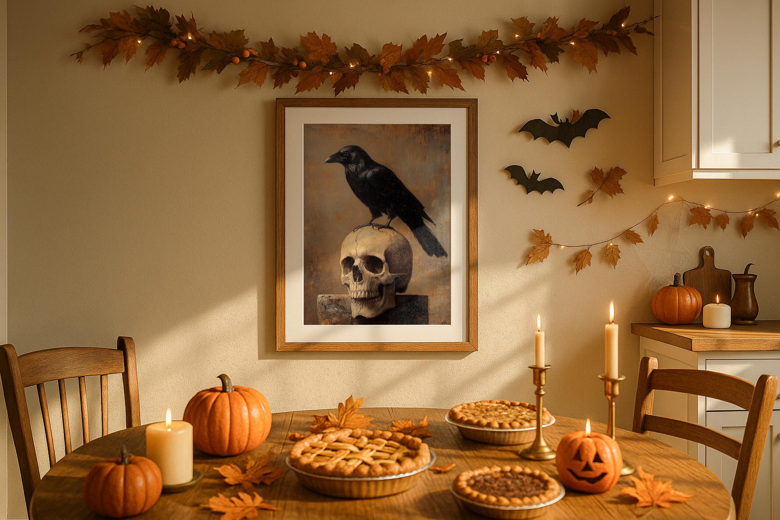 Raven Skull Wall Art, Gothic Bird Print, Dark Academia Decor - Image 2