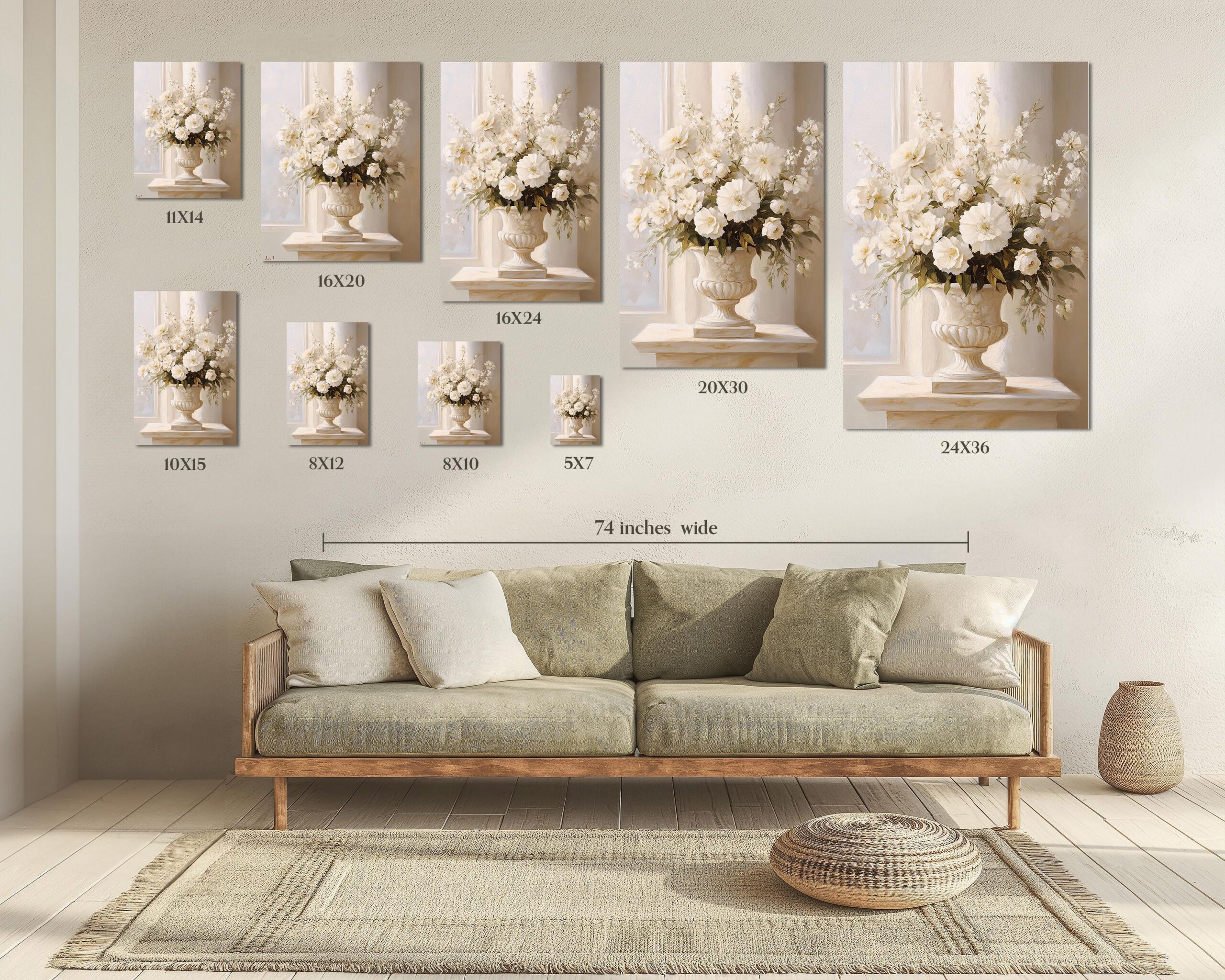 Classic White Floral Still Life Fine Art Poster - A Timeless Elegance in Various Sizes - Image 2