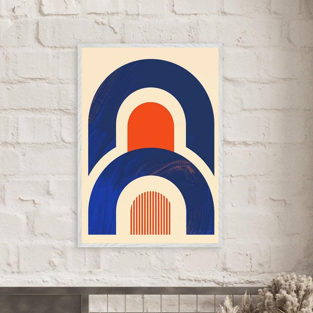 Mid Century Arch Wall Art, Retro Geometric Print for Modern Interiors