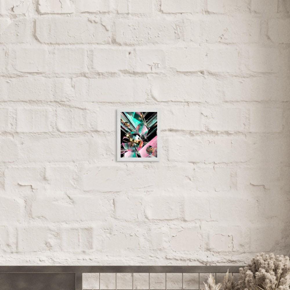 Iridescent Abstract Wall Art, Teal and Pink Geometric Print for Modern Interiors - Image 5