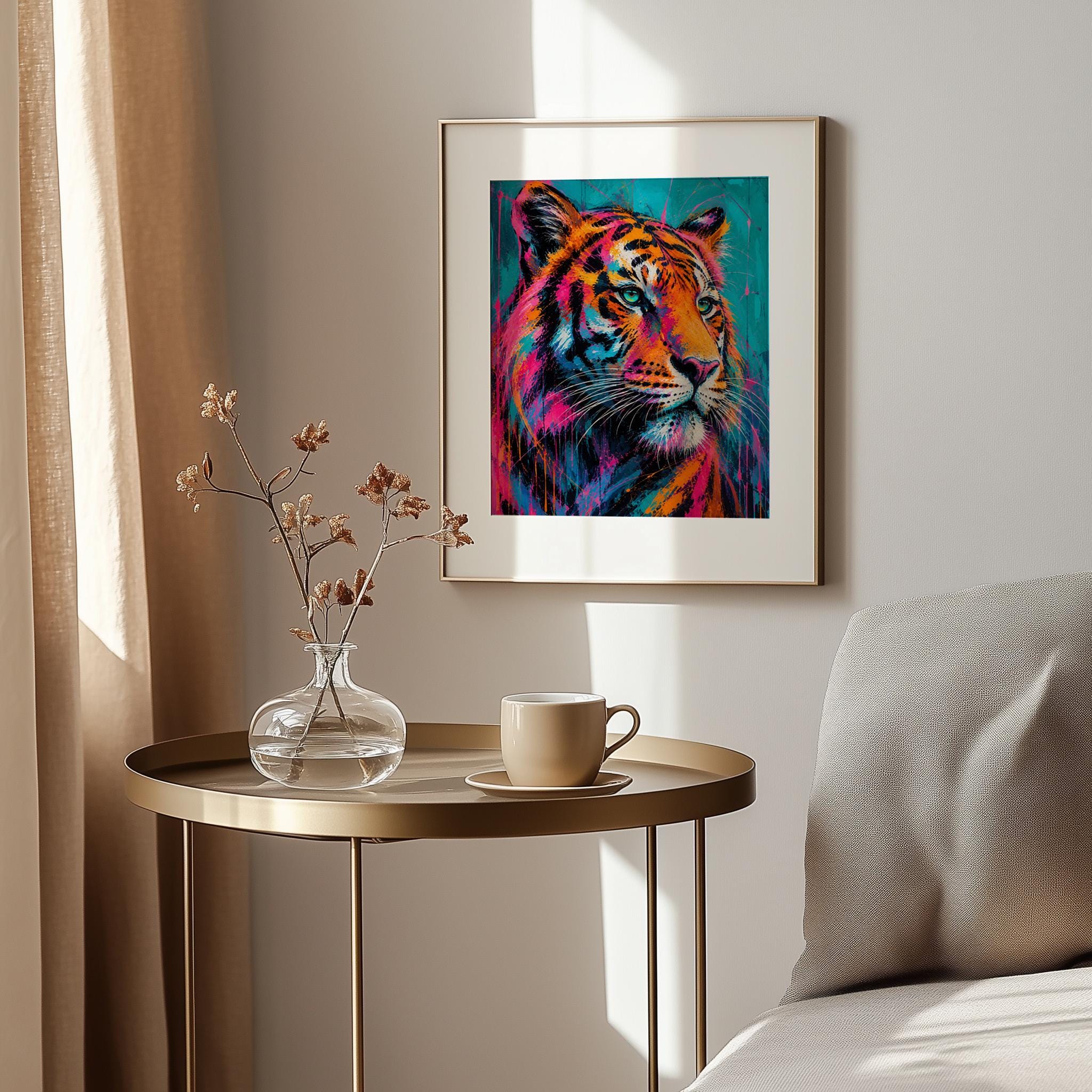 Neon Tiger Wall Art, Colourful Pop Art Wildlife Print for Modern Interiors - Image 9
