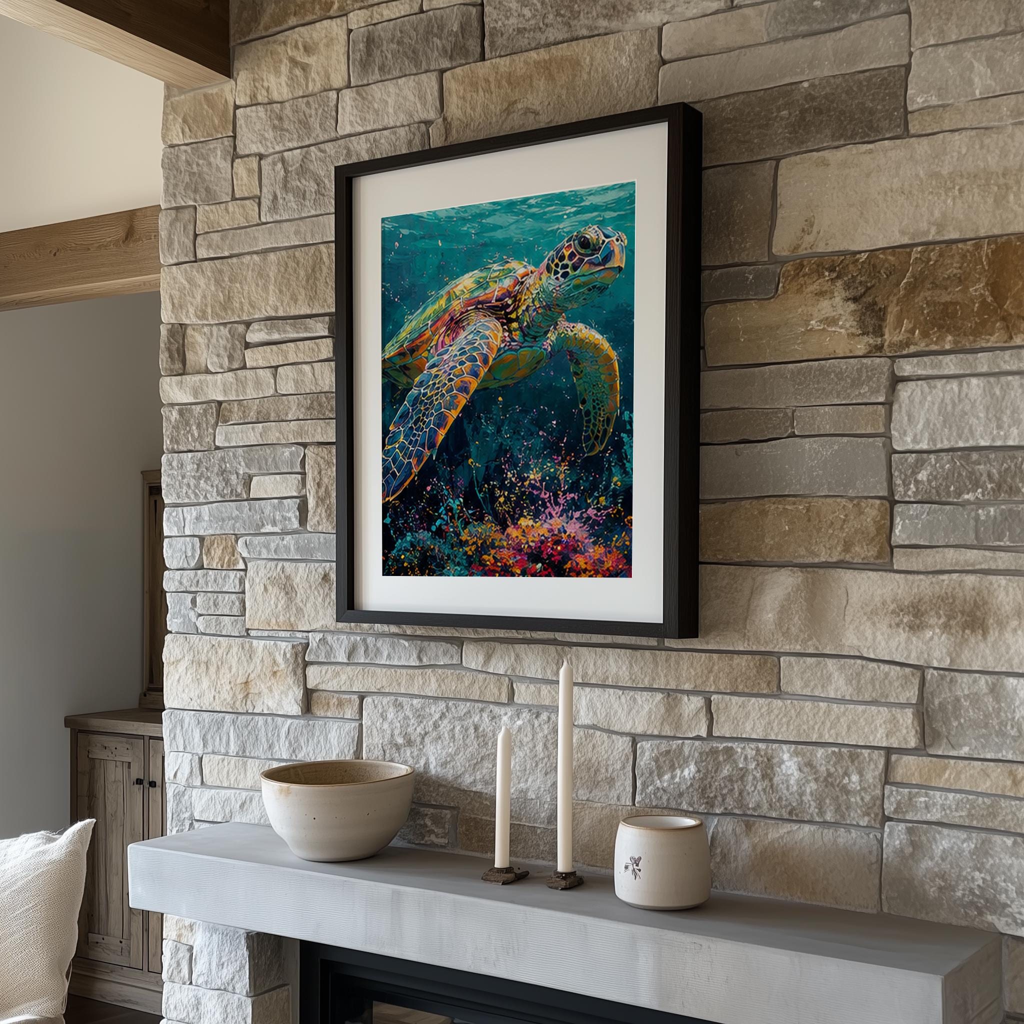 Sea Turtle Wall Art, Colourful Ocean Wildlife Print for Coastal Interiors - Image 9