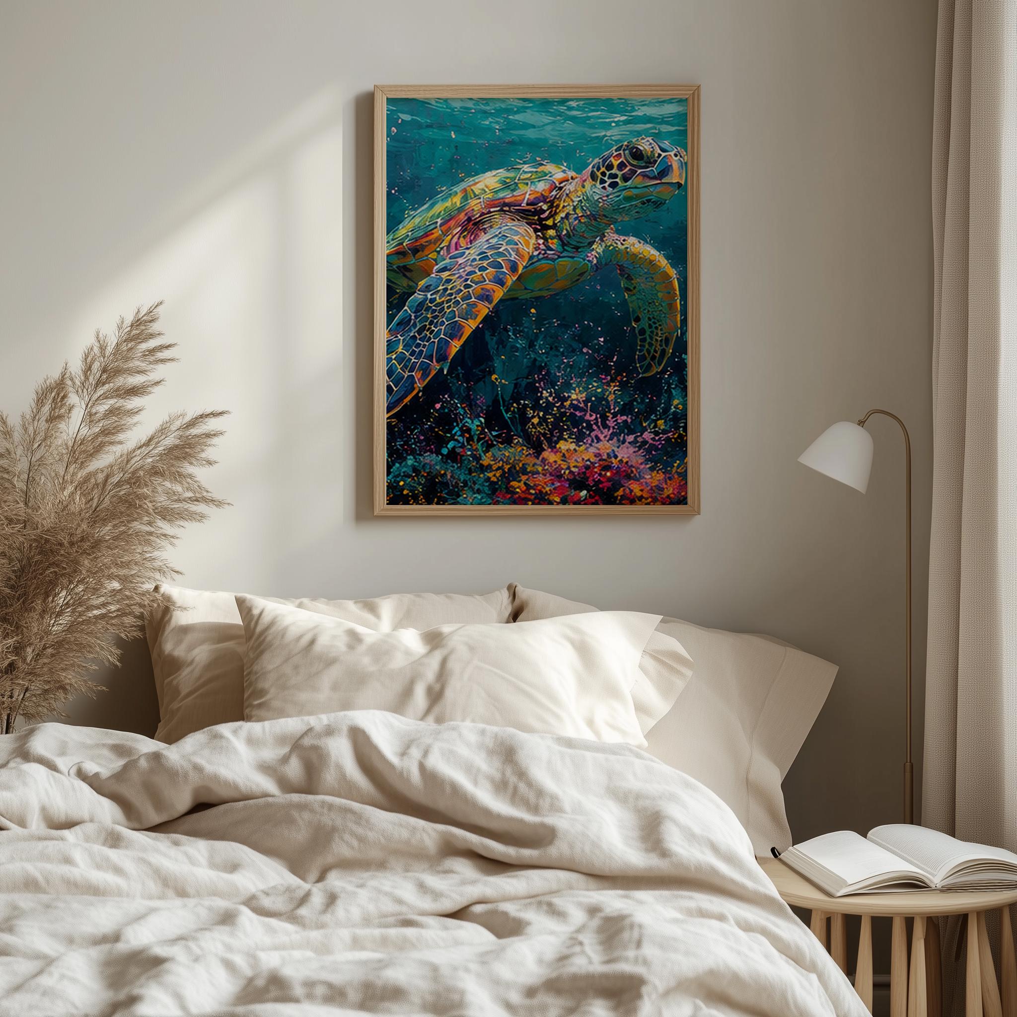 Sea Turtle Wall Art, Colourful Ocean Wildlife Print for Coastal Interiors - Image 10