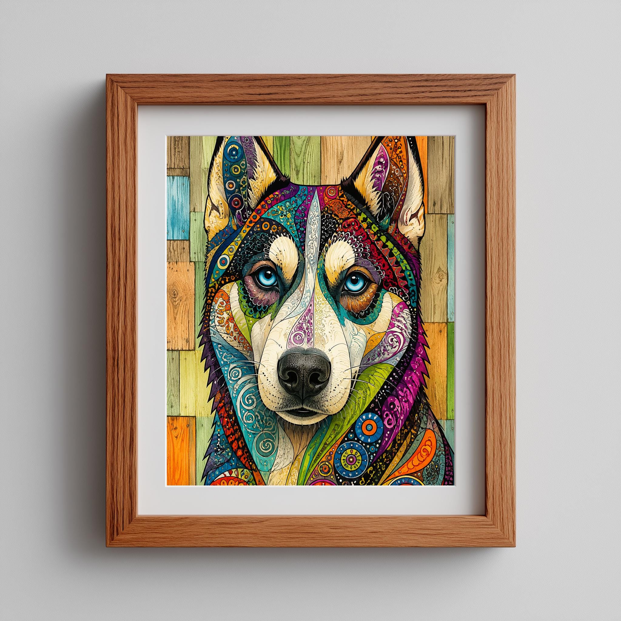 Psychedelic Husky Wall Art, Colourful Boho Dog Print for Modern Interiors - Image 6