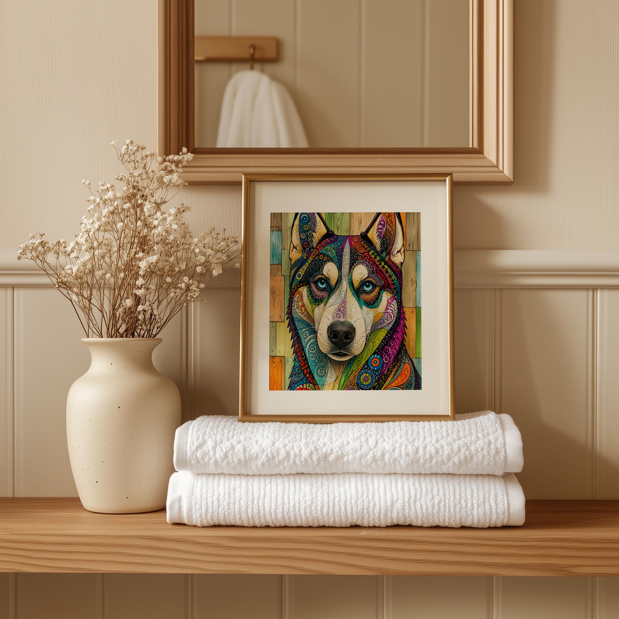 Psychedelic Husky Wall Art, Colourful Boho Dog Print for Modern Interiors - Image 8