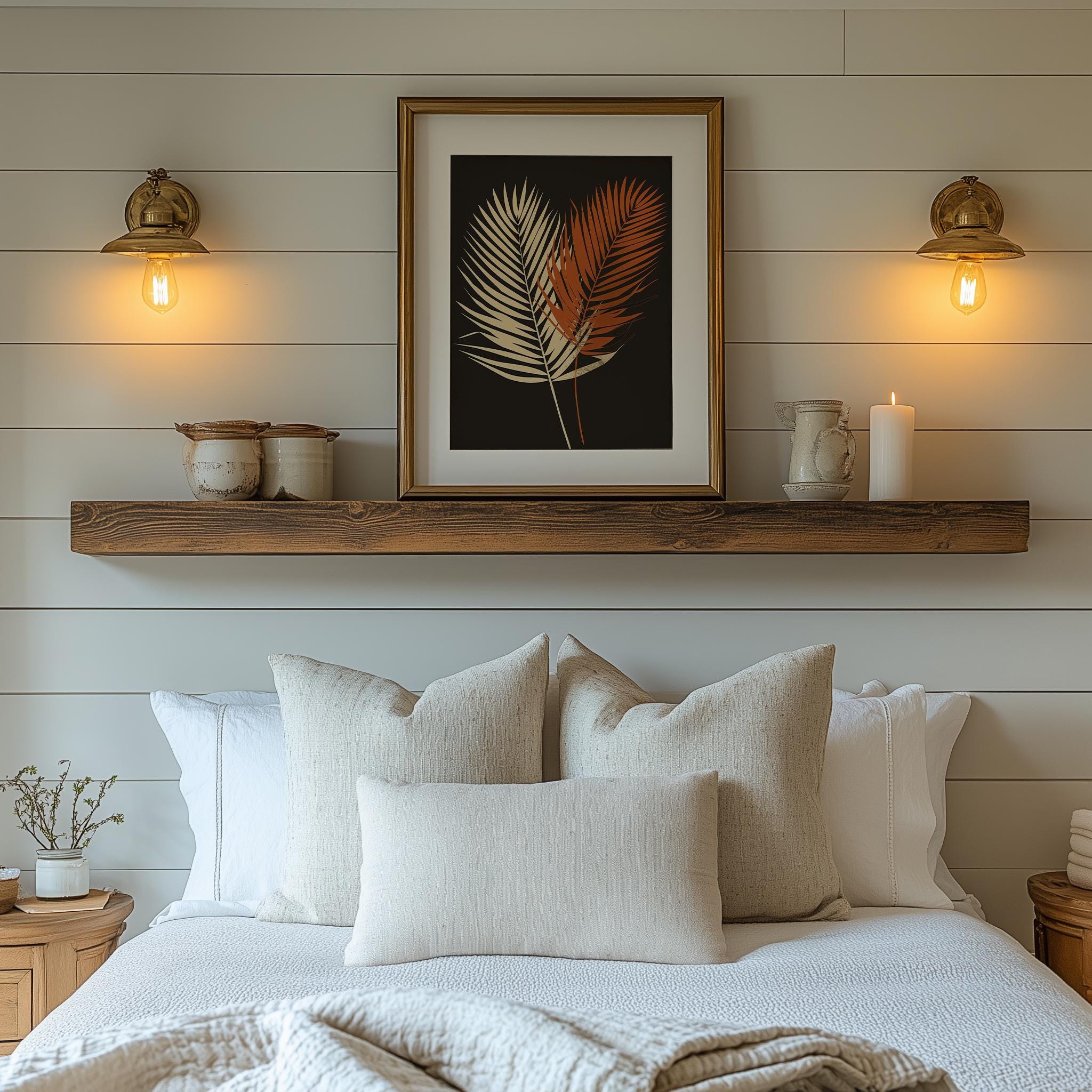 Terracotta Palm Leaf Wall Art, Minimalist Botanical Print, Framed, Acrylic or Aluminium - Image 6