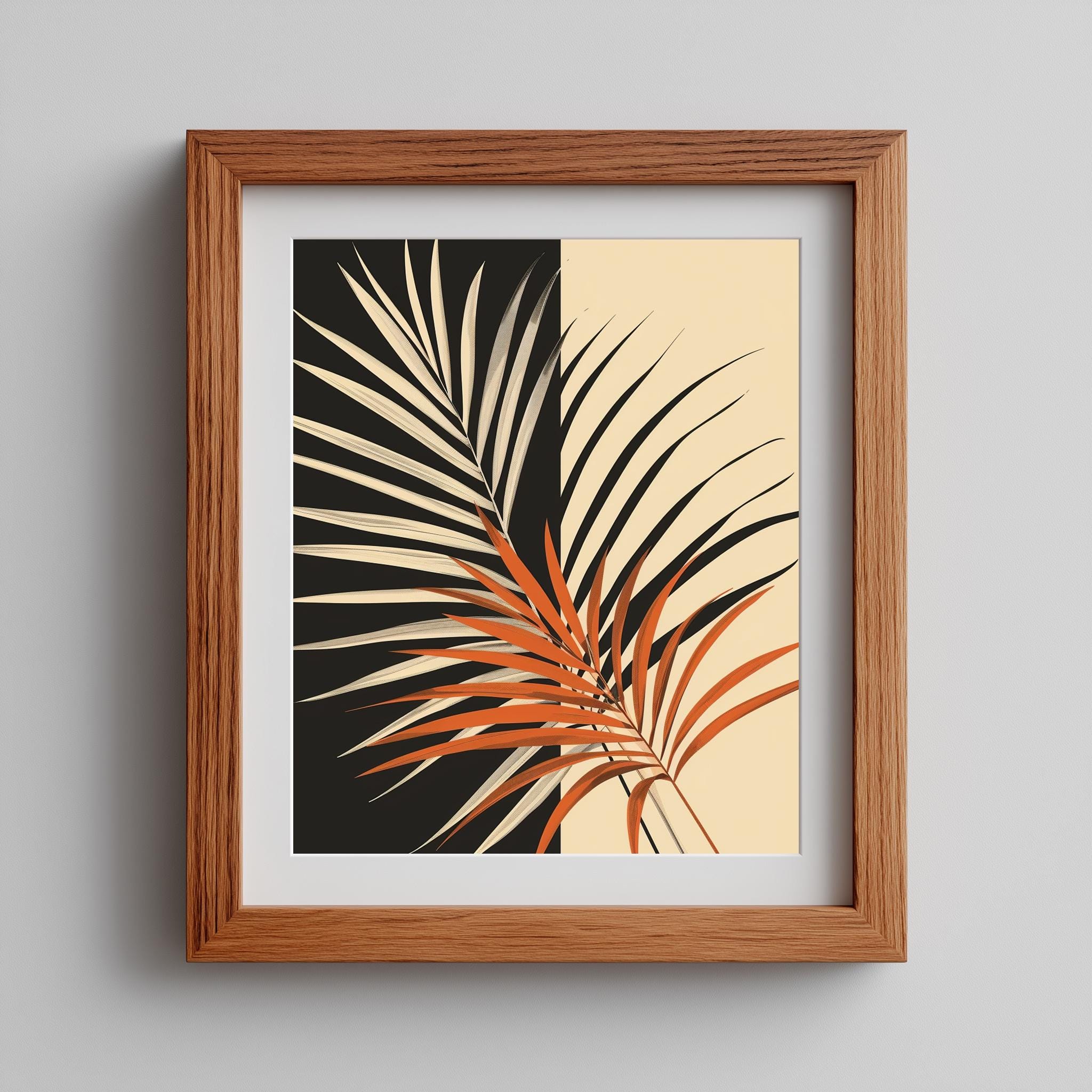 Boho Palm Leaf Wall Art, Abstract Botanical Framed Print - Image 3