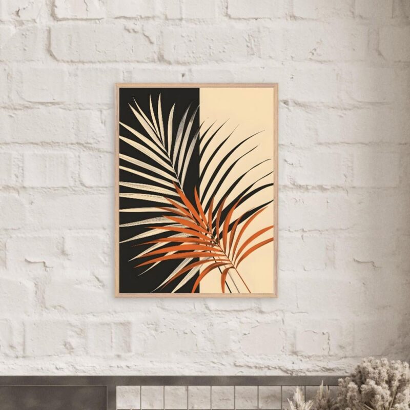 Boho Palm Leaf Wall Art, Abstract Botanical Framed Print