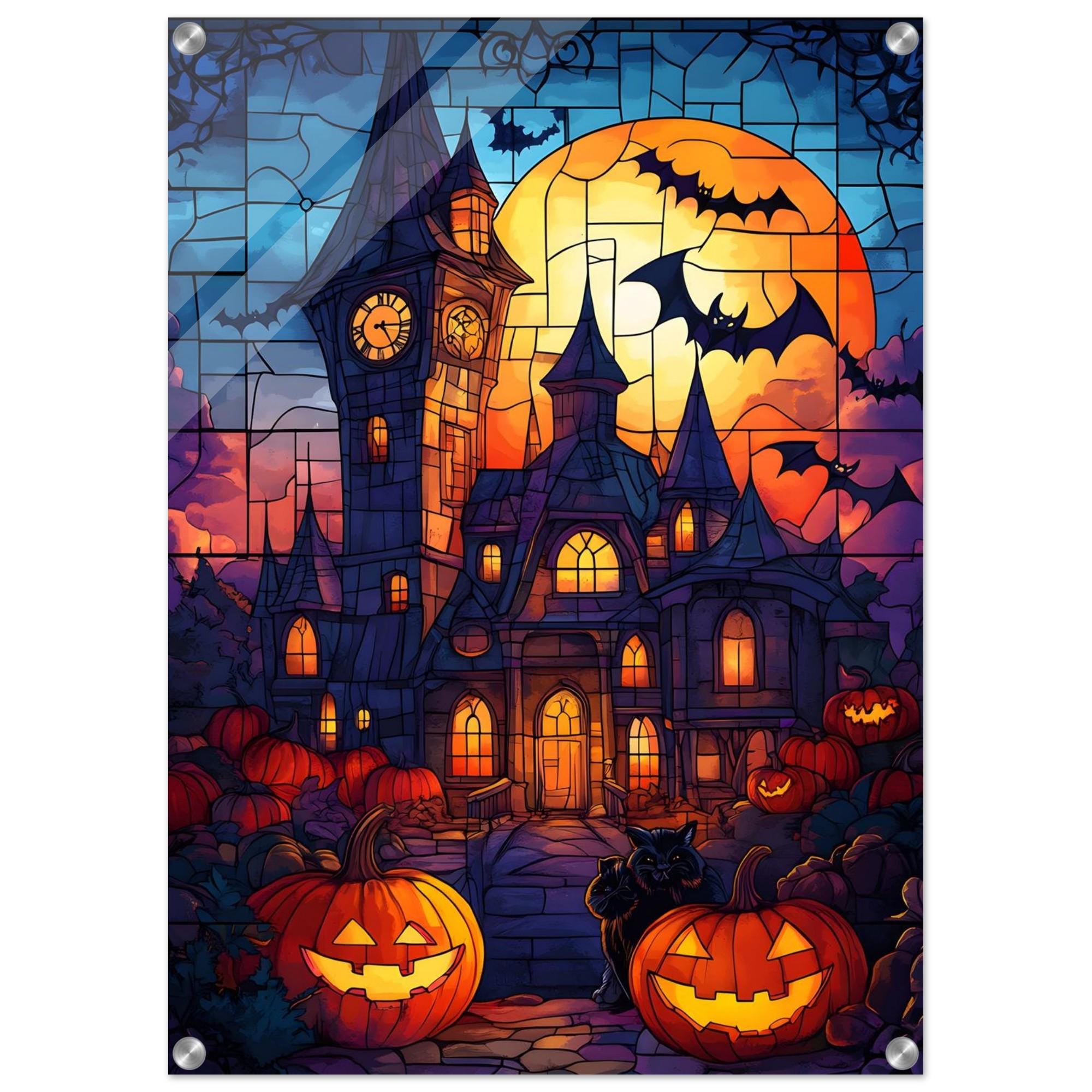 Halloween Conservatory Wall Art, Gothic Pumpkin Print with Full Moon - Image 7