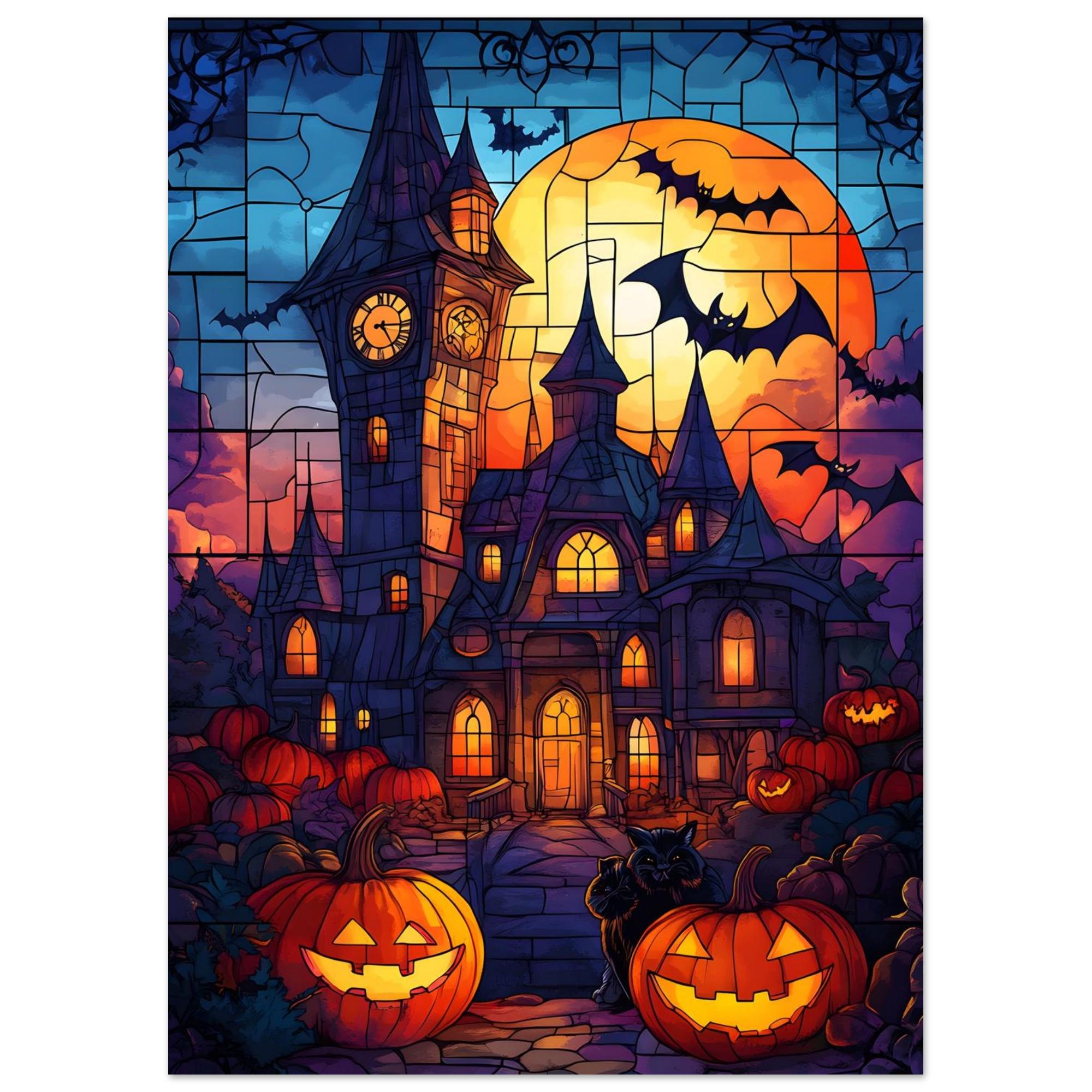 Halloween Conservatory Wall Art, Gothic Pumpkin Print with Full Moon - Image 9