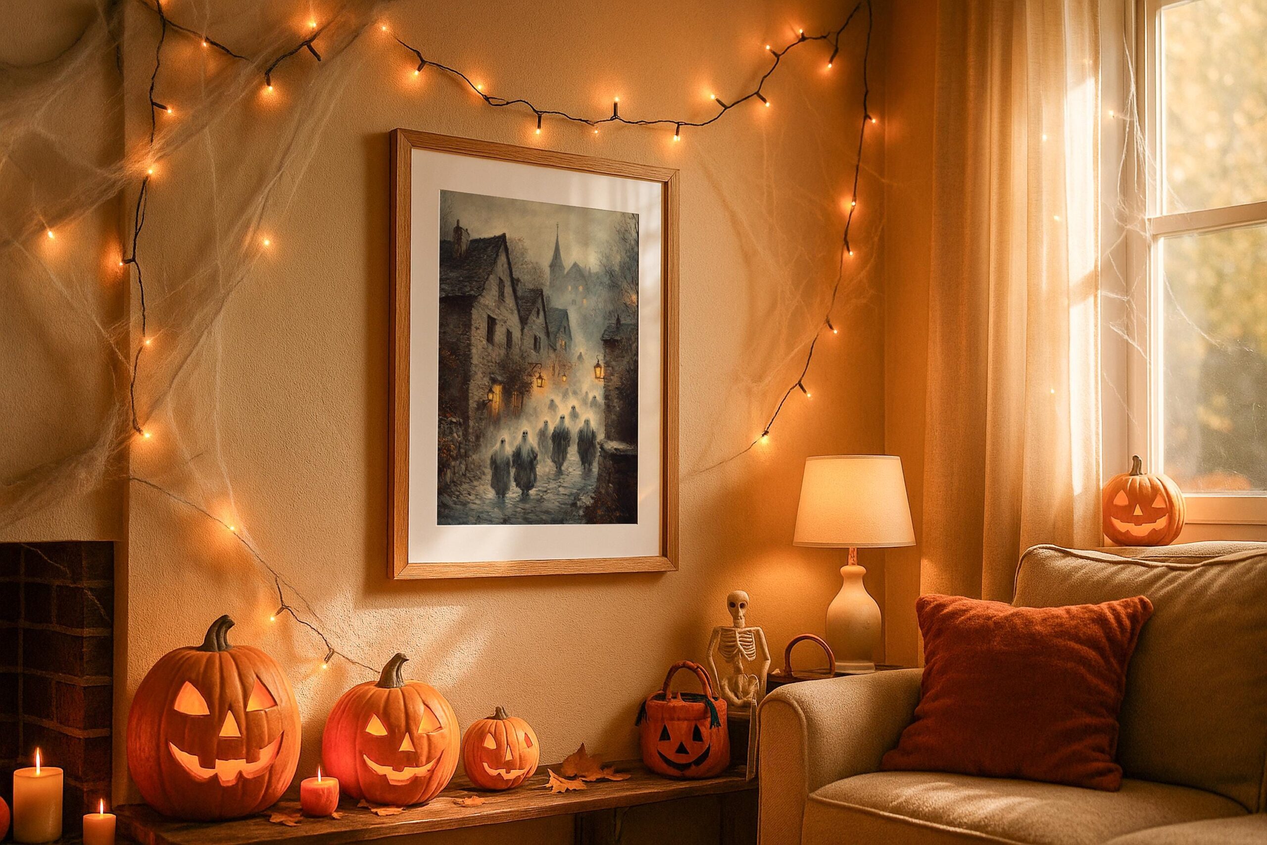 Haunted Village Wall Art, Ghost Procession Gothic Print or Aluminium - Image 2