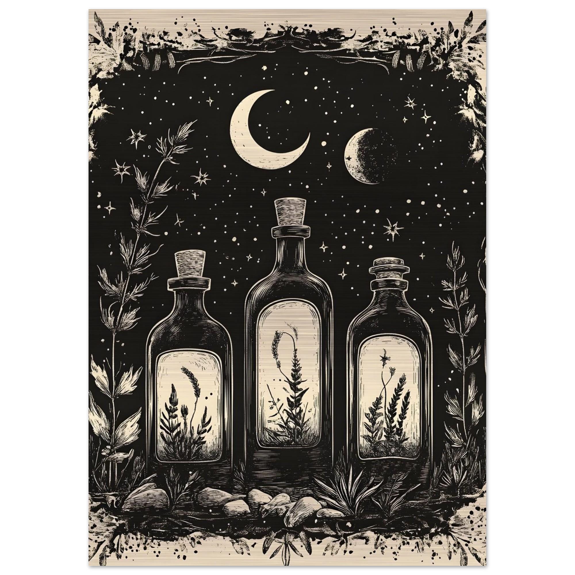 Apothecary Wall Art, Moonlit Botanical Print, Whimsical Witchy Decor - Image 10