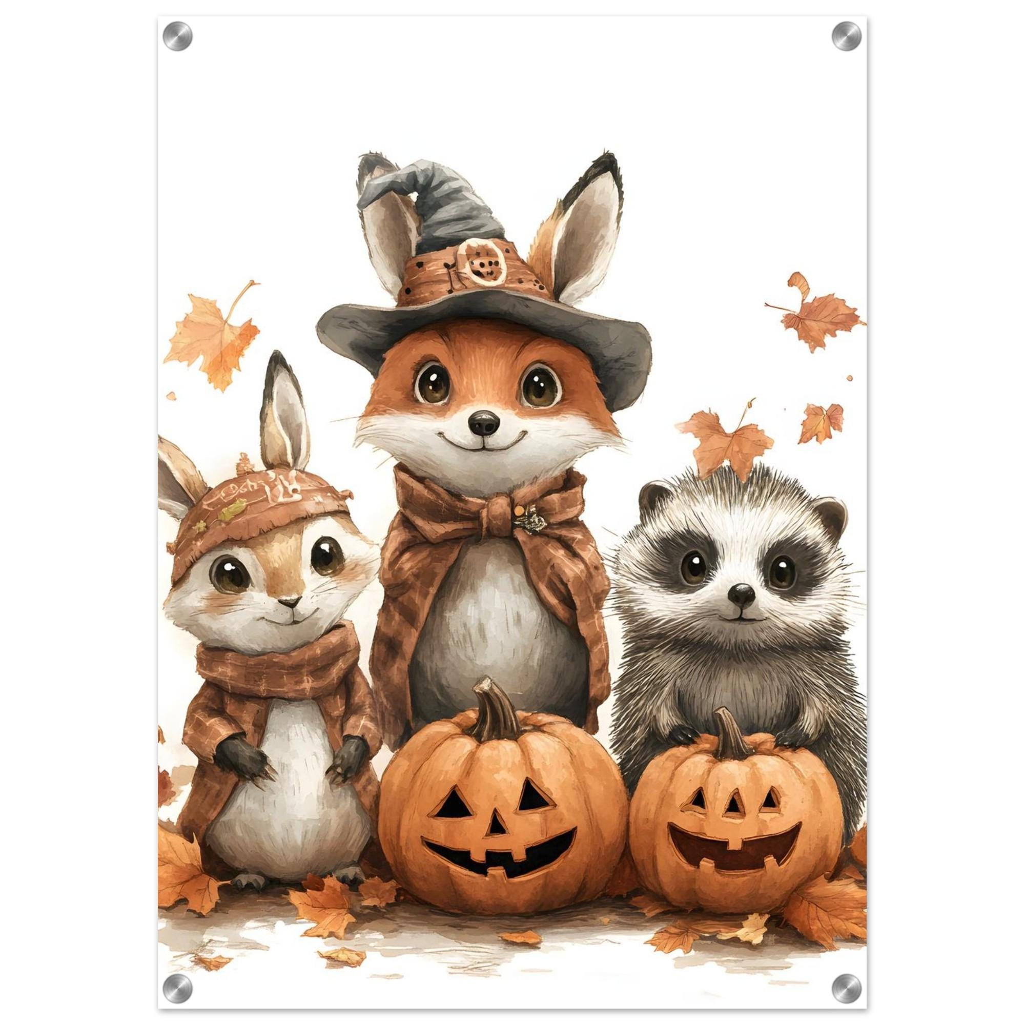 Woodland Animal Wall Art, Cute Halloween Print, Whimsical Autumn Nursery Decor - Image 10