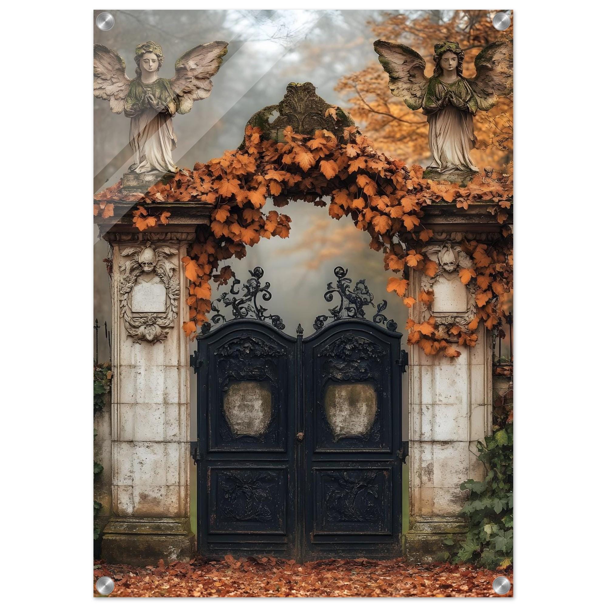 Angel Gate Wall Art, Autumn Cemetery Print, Ethereal Gothic Decor - Image 9