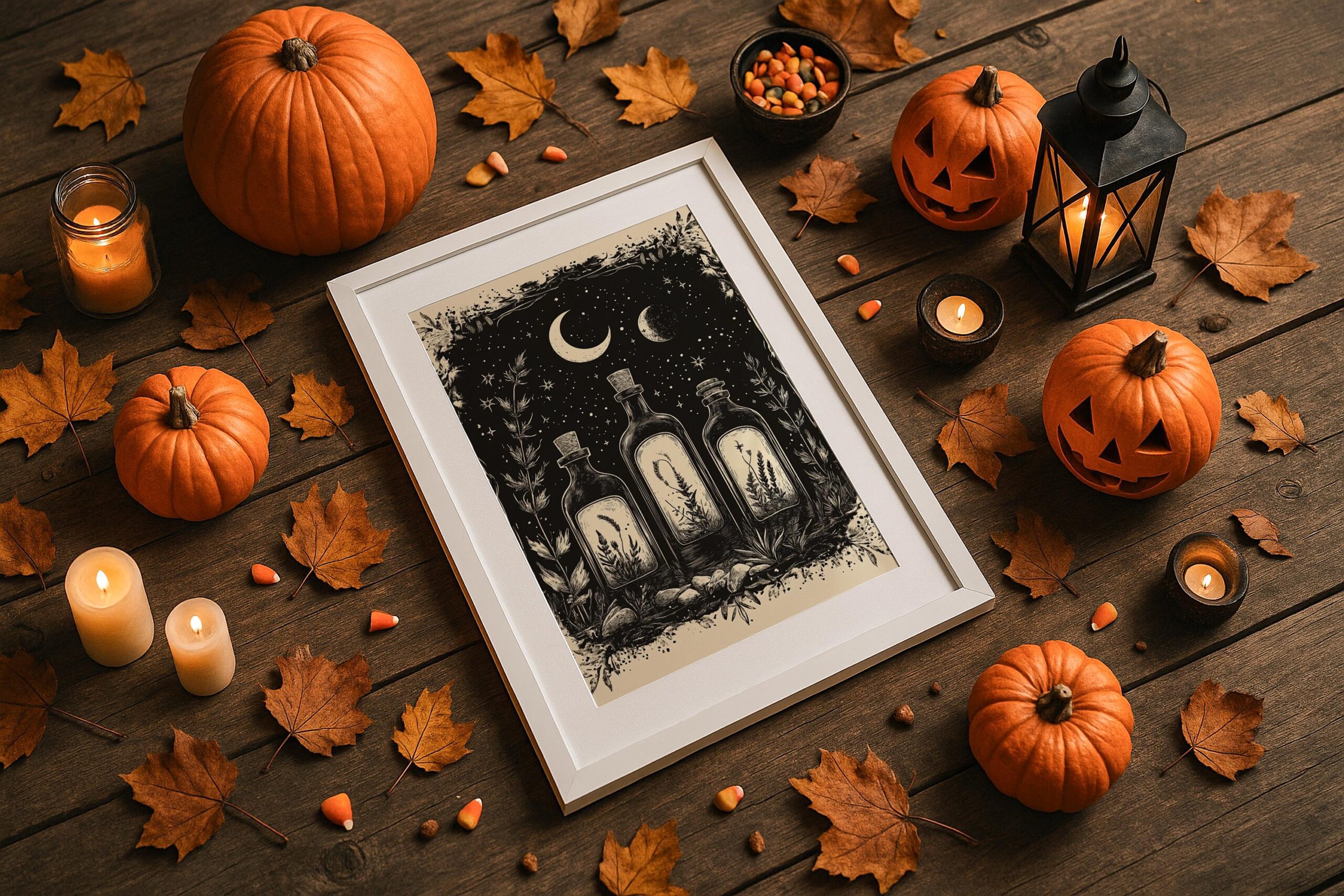 Apothecary Wall Art, Moonlit Botanical Print, Whimsical Witchy Decor - Image 3