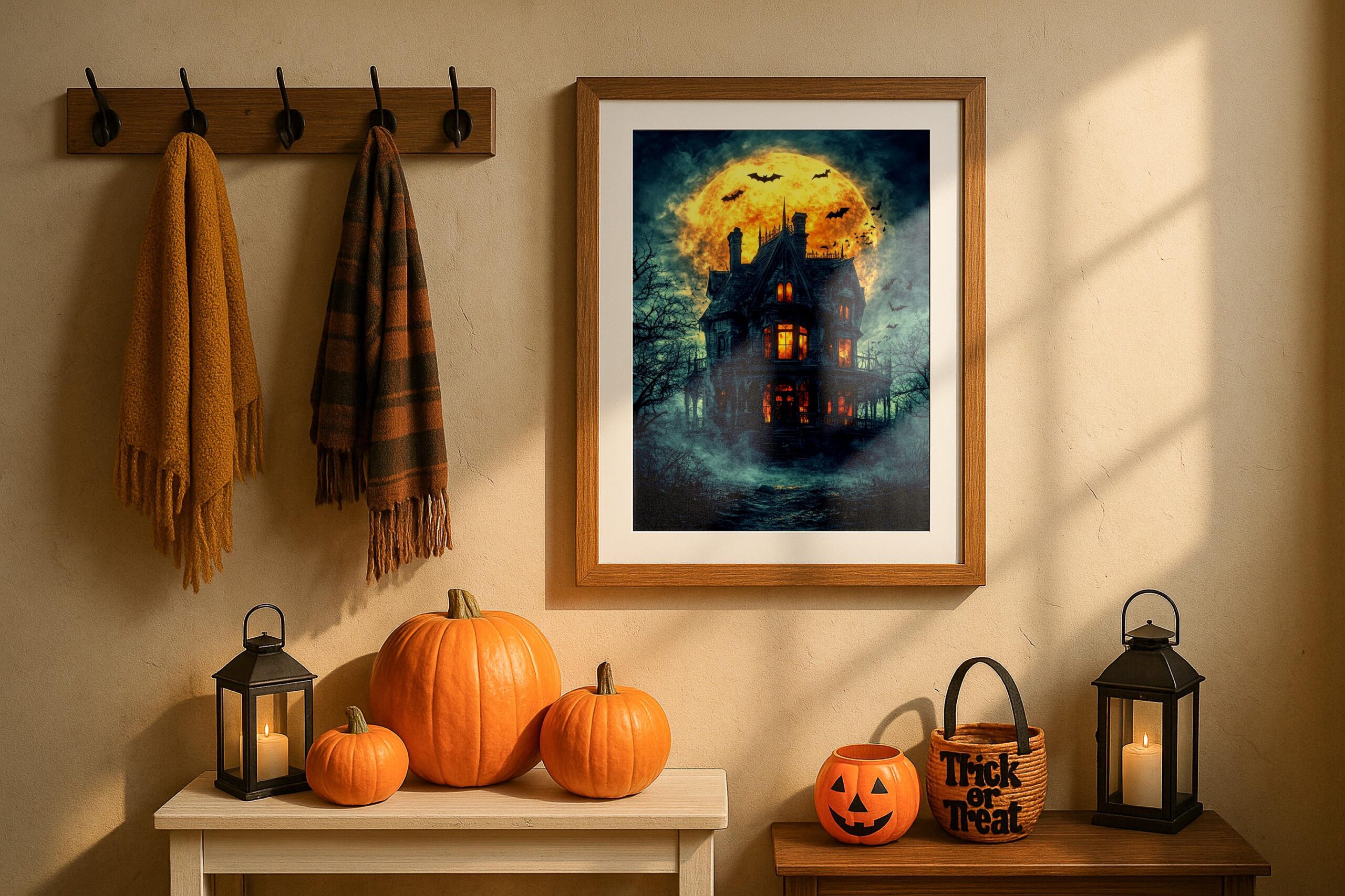 Haunted Mansion Wall Art, Full Moon Gothic Print, Dark Halloween Decor - Image 2