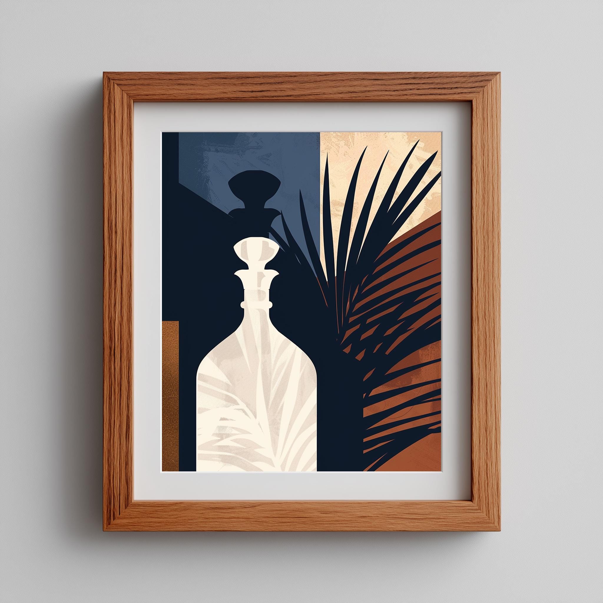 Abstract Floral Bouquet Framed Wall Art, Modern Urn & Palm Print - Image 8