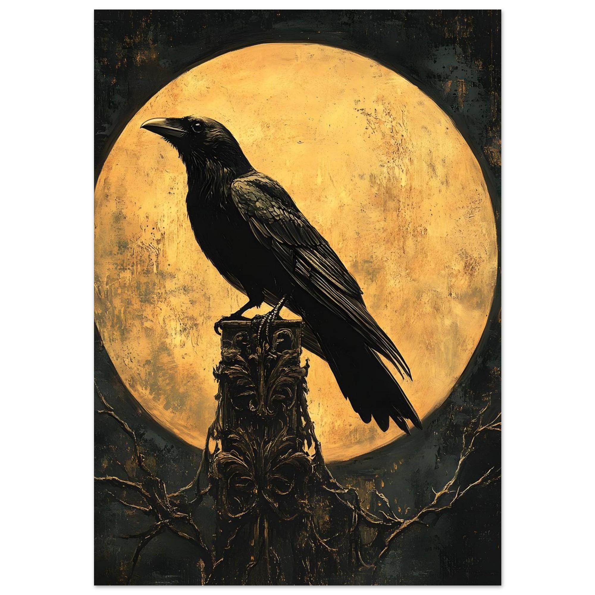 Raven Moon Wall Art, Gothic Bird Print, Dark Academia Decor - Image 7