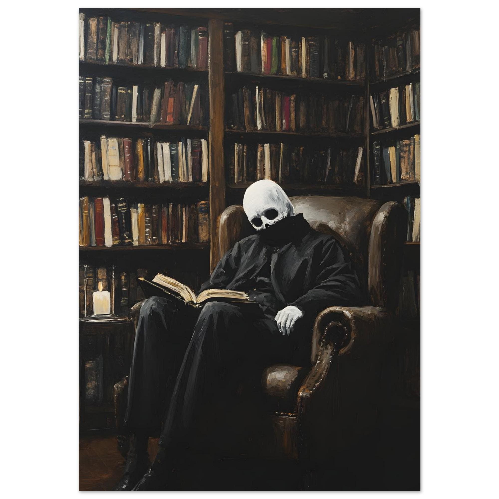 Dark Academia Wall Art, Reading Skeleton Print, Gothic Library Decor - Image 8