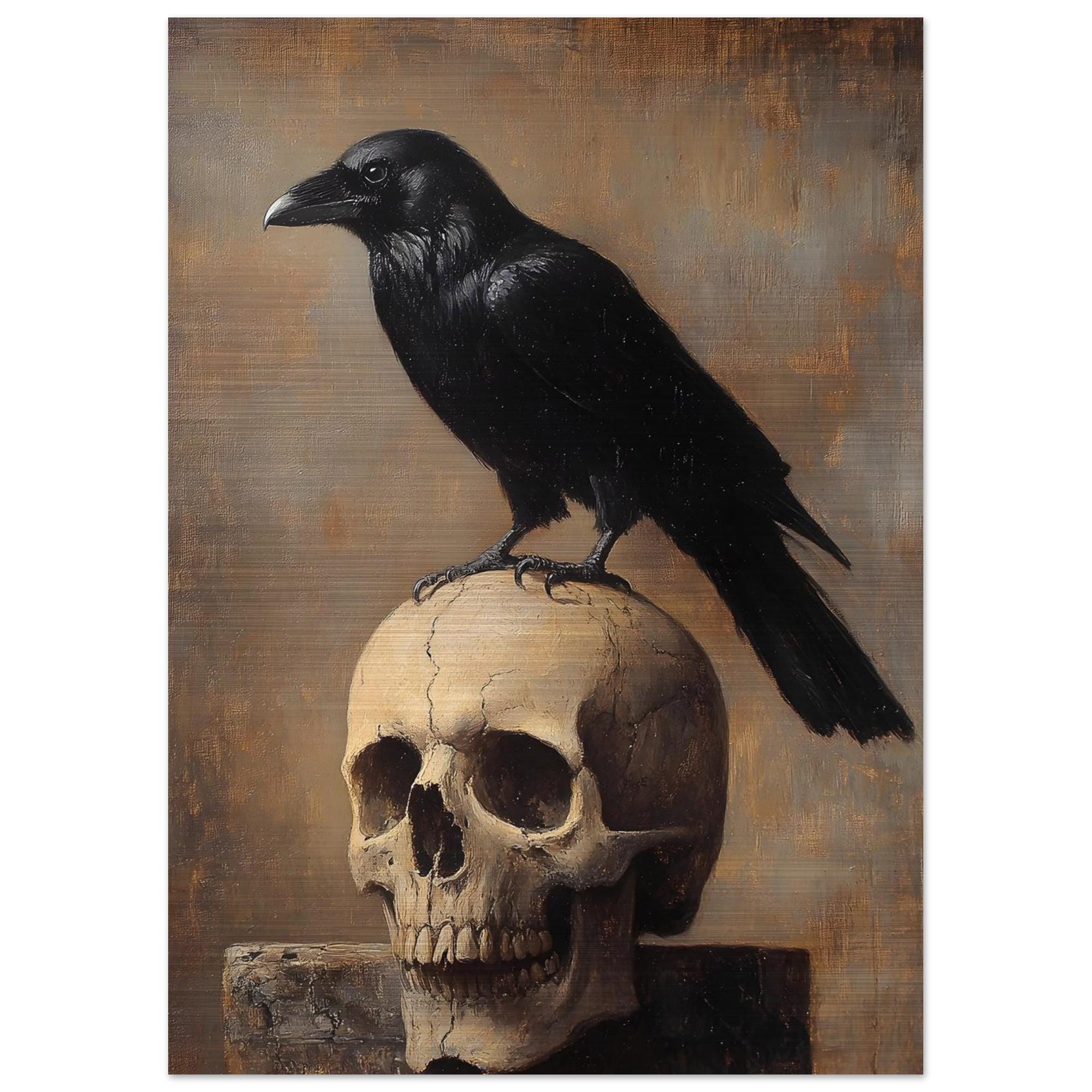 Raven Skull Wall Art, Gothic Bird Print, Dark Academia Decor - Image 9