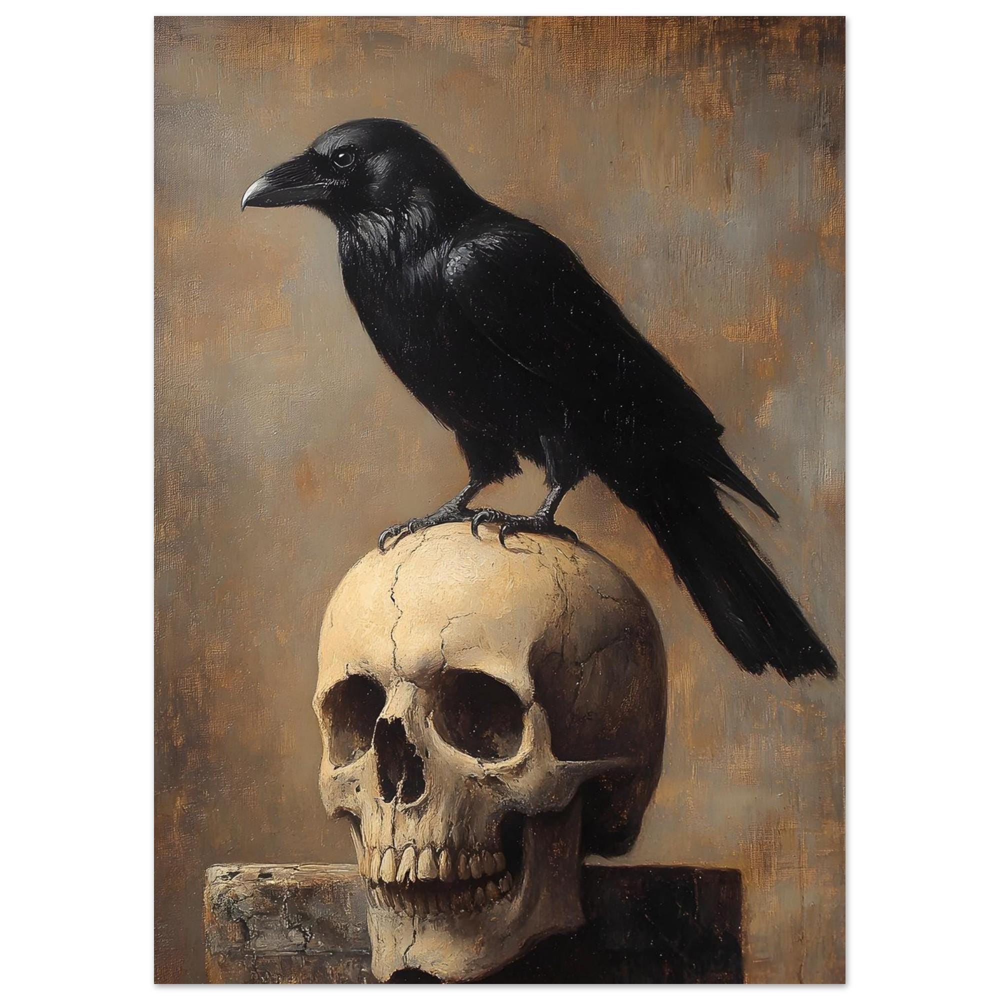 Raven Skull Wall Art, Gothic Bird Print, Dark Academia Decor - Image 10